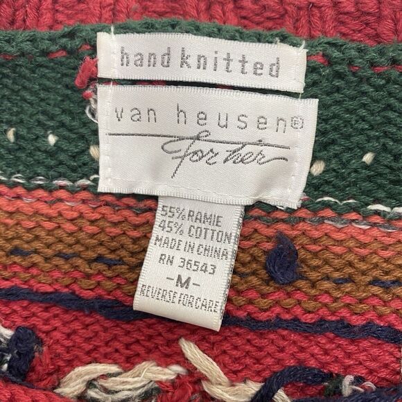 Vtg Van Heusen Handknitted Textured Chunky Knit Sweater Crewneck Womens Medium - Picture 4 of 10